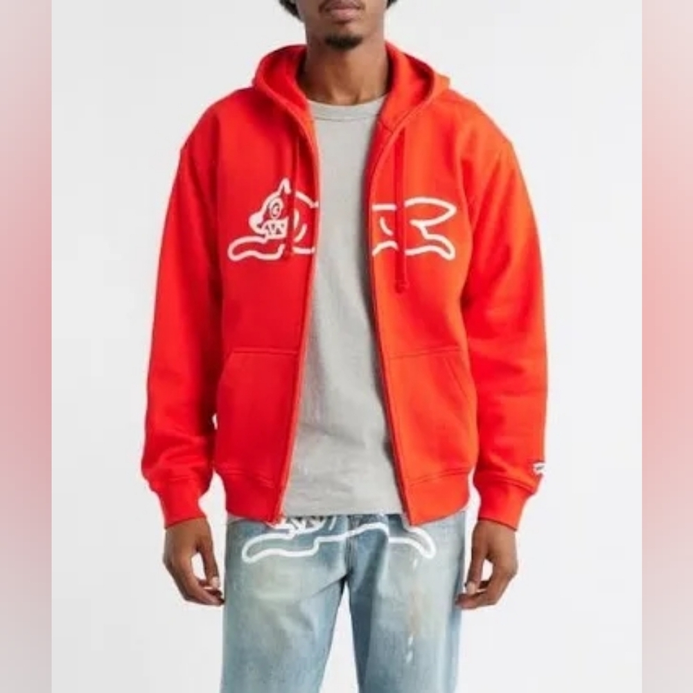 Ice Cream Red Dirty Dog Zip Up 100% Cotton Hoodie XL EUC